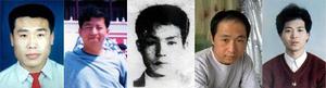 参与长春真相插播被中共迫害致死的法轮功学员，从左至右依次为：刘成军、梁振兴、侯明凯、雷明、刘海波。